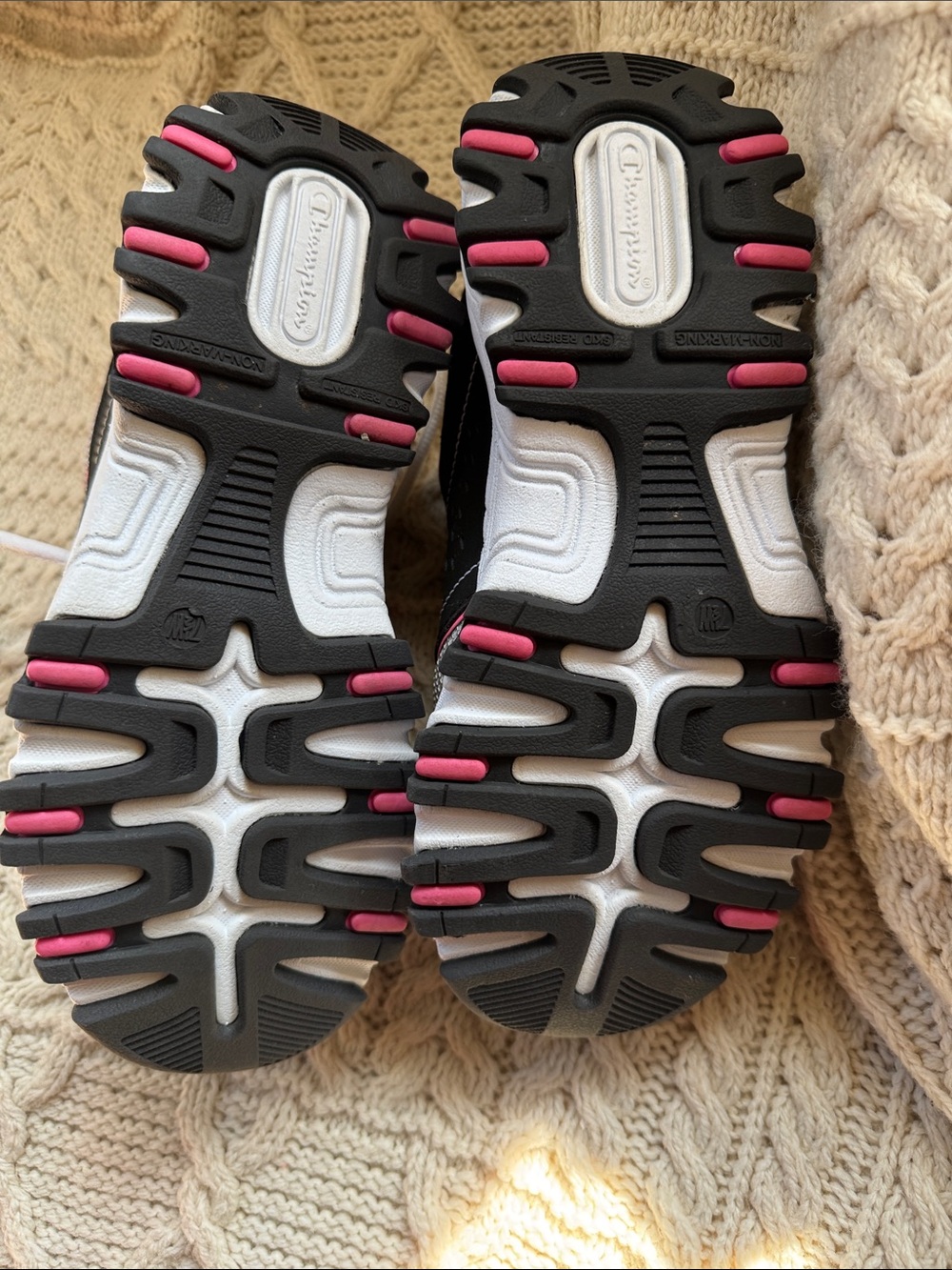 Champion Women's Black and Pink Athletic Sneakers with White Laces - Picture 3 of 5